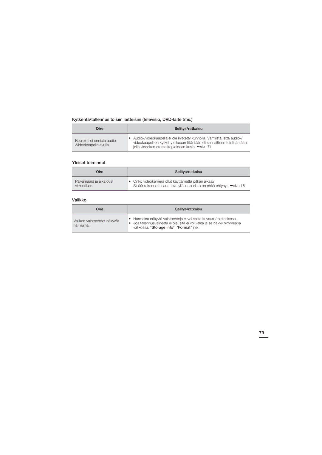 Samsung HMX-U20BP/EDC manual Yleiset toiminnot, Valikko 