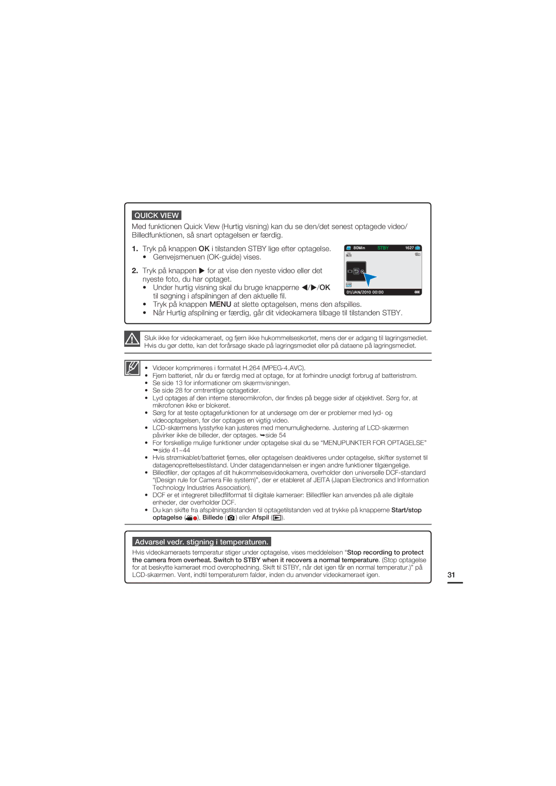 Samsung HMX-U20BP/EDC manual Quick View 