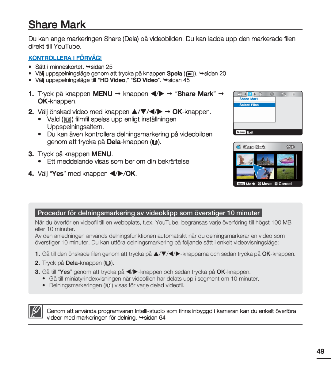 Samsung HMX-U20BP/EDC manual Share Mark, 4IBSF.BSL , Menu .BSL .PWF $BODFM 