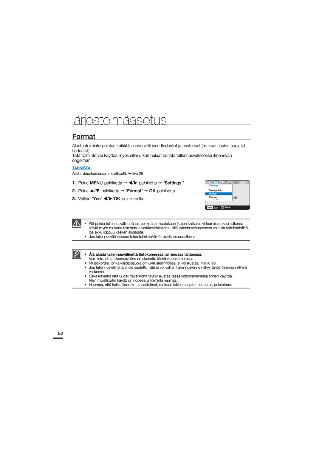 Samsung HMX-U20BP/EDC manual Format, järjestelmäasetus, Tarkista, 4UPSBHF*OGP, Jmf/P 