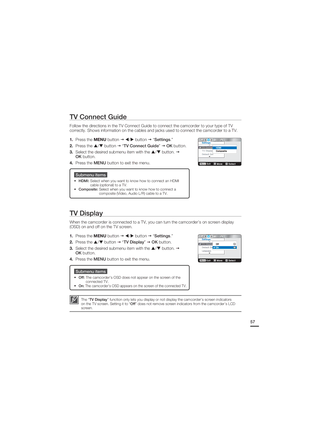 Samsung HMX-U20SP/EDC, HMX-U20RP/EDC, HMX-U20BP/EDC, HMX-U20LP/EDC, HMX-U20RP/XER, HMX-U20BP/XER TV Connect Guide, TV Display 