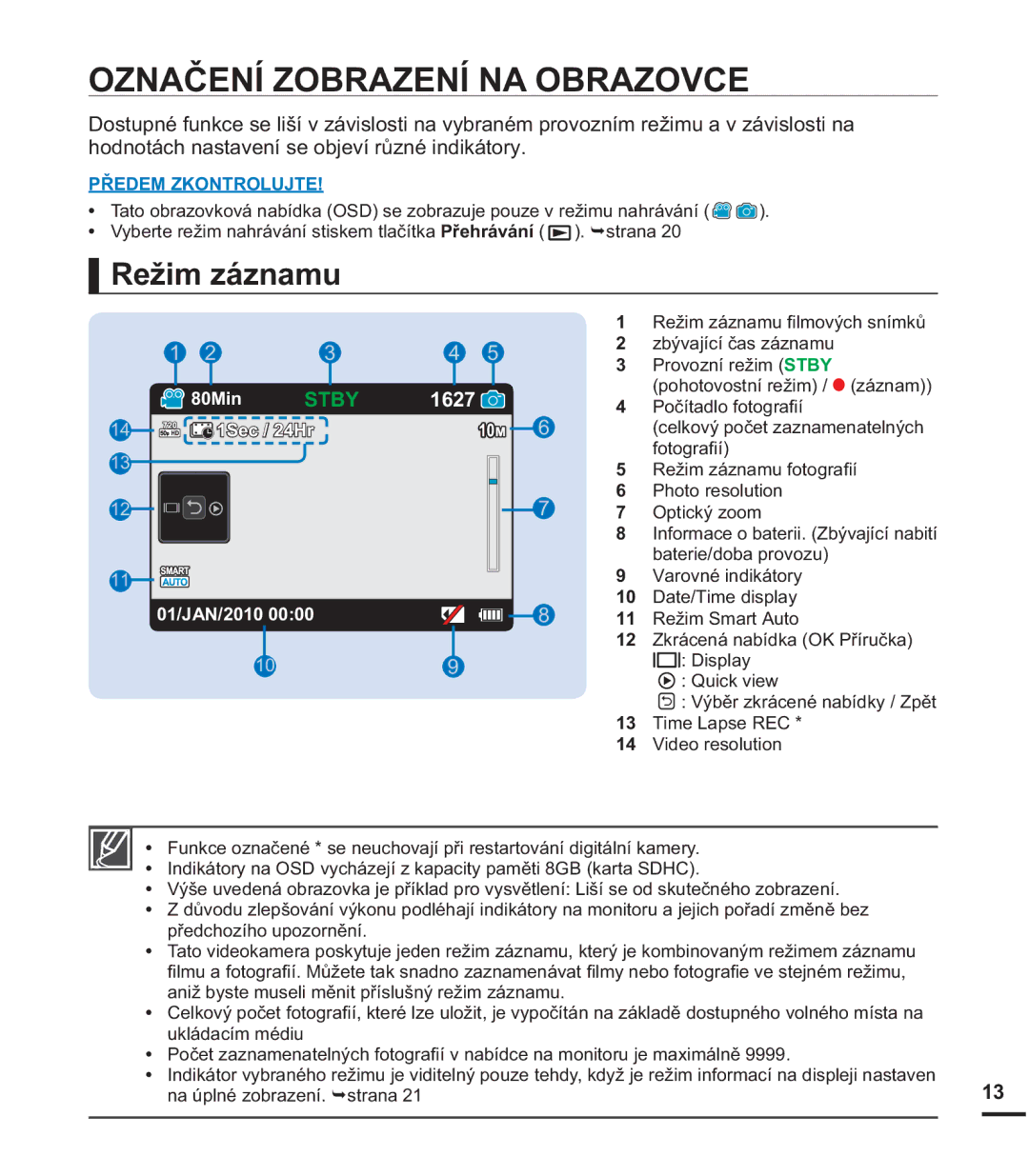 Samsung HMX-U20SP/EDC manual =1$ý1Ë=2%5$=1Ë1$2%5$=29, 5HåLPiQDPX, KRGQRWiFKQDVWDYHQtVHREMHYtUĤQpLQGLNiWRU\,  