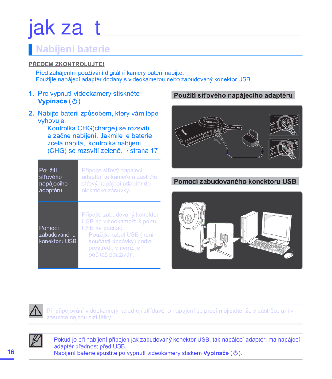 Samsung HMX-U20LP/EDC, HMX-U20RP/EDC, HMX-U20BP/EDC manual 1DEtMHQtEDWHULH, StQDþH,  3URY\SQXWtYLGHRNDPHU\VWLVNQČWH  