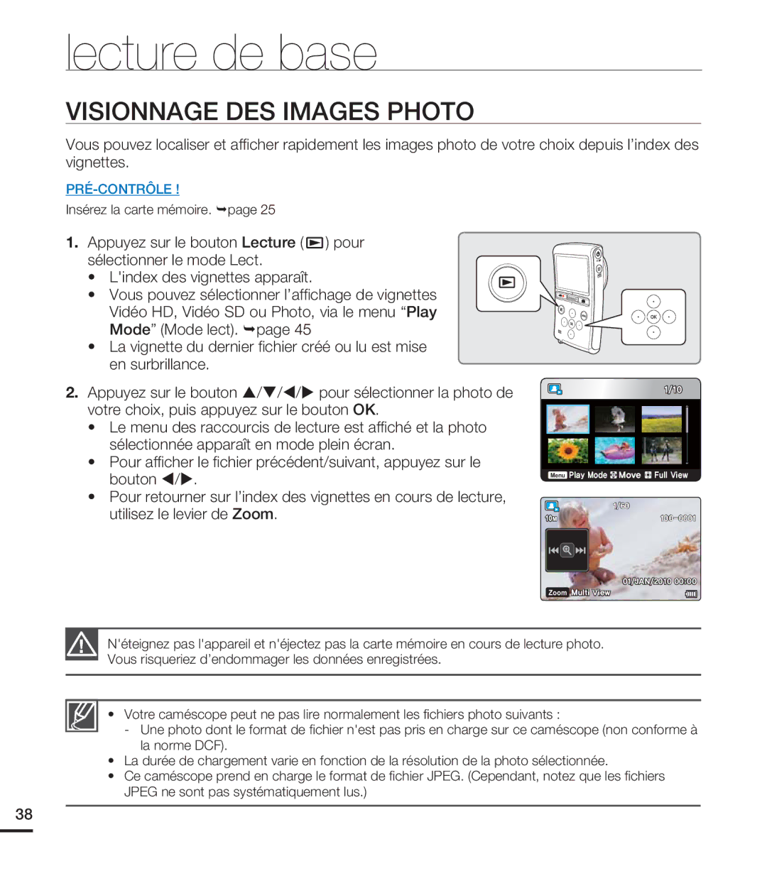 Samsung HMX-U20RP/EDC, HMX-U20BP/EDC manual Visionnage DES Images Photo 