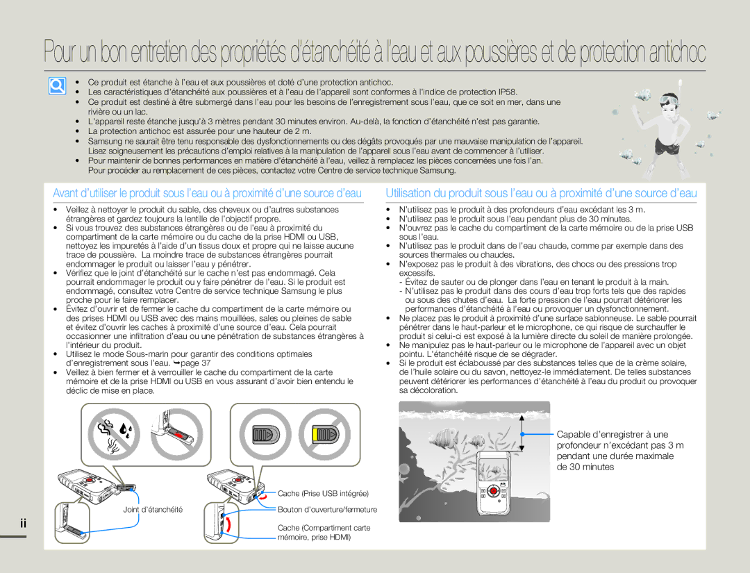 Samsung HMX-W200TP/EDC, HMX-W200RP/EDC manual Joint d’étanchéité 