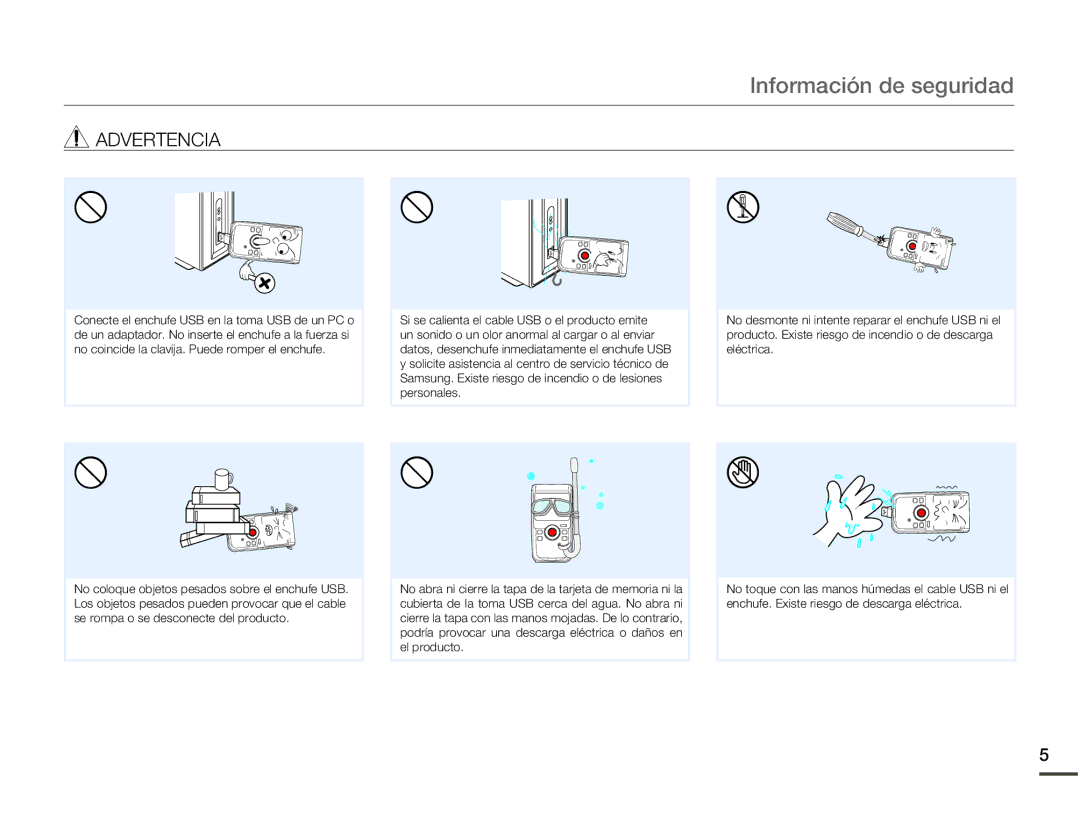 Samsung HMX-W200RP/EDC, HMX-W200TP/EDC manual Información de seguridad 