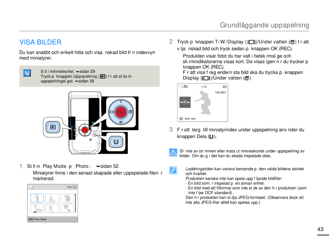 Samsung HMX-W200RP/EDC, HMX-W200TP/EDC manual Visa Bilder 