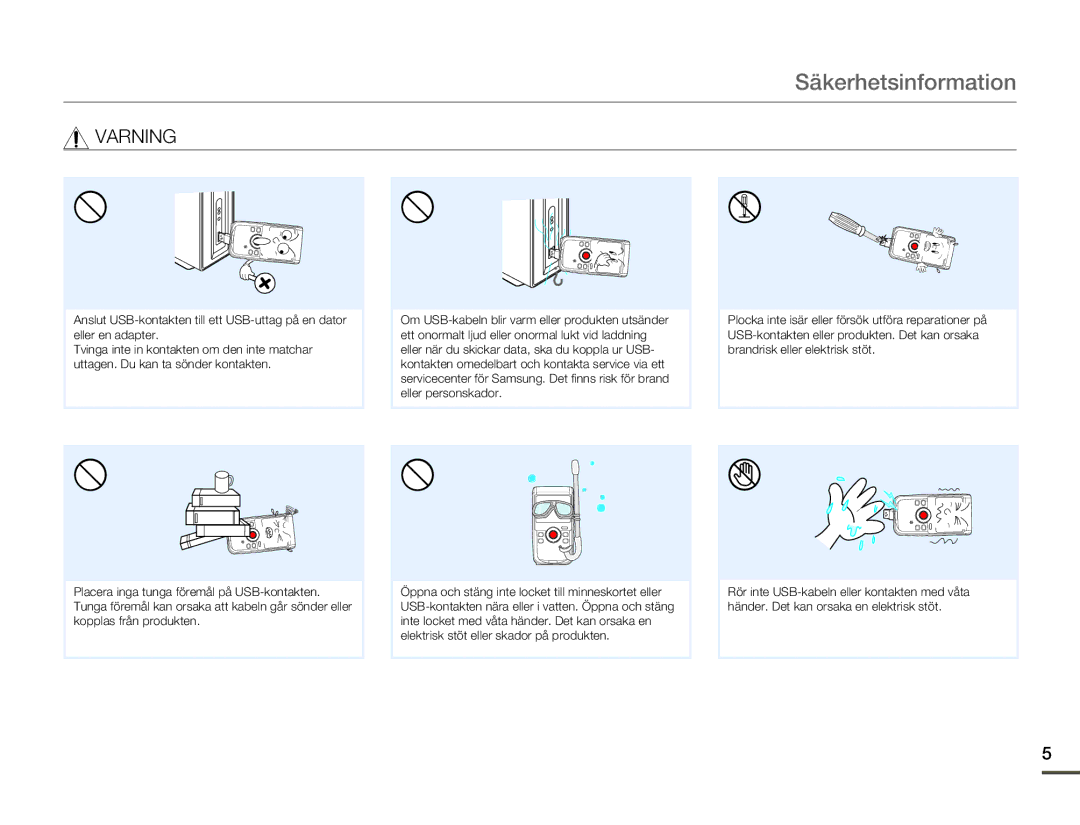 Samsung HMX-W200RP/EDC, HMX-W200TP/EDC manual Säkerhetsinformation 