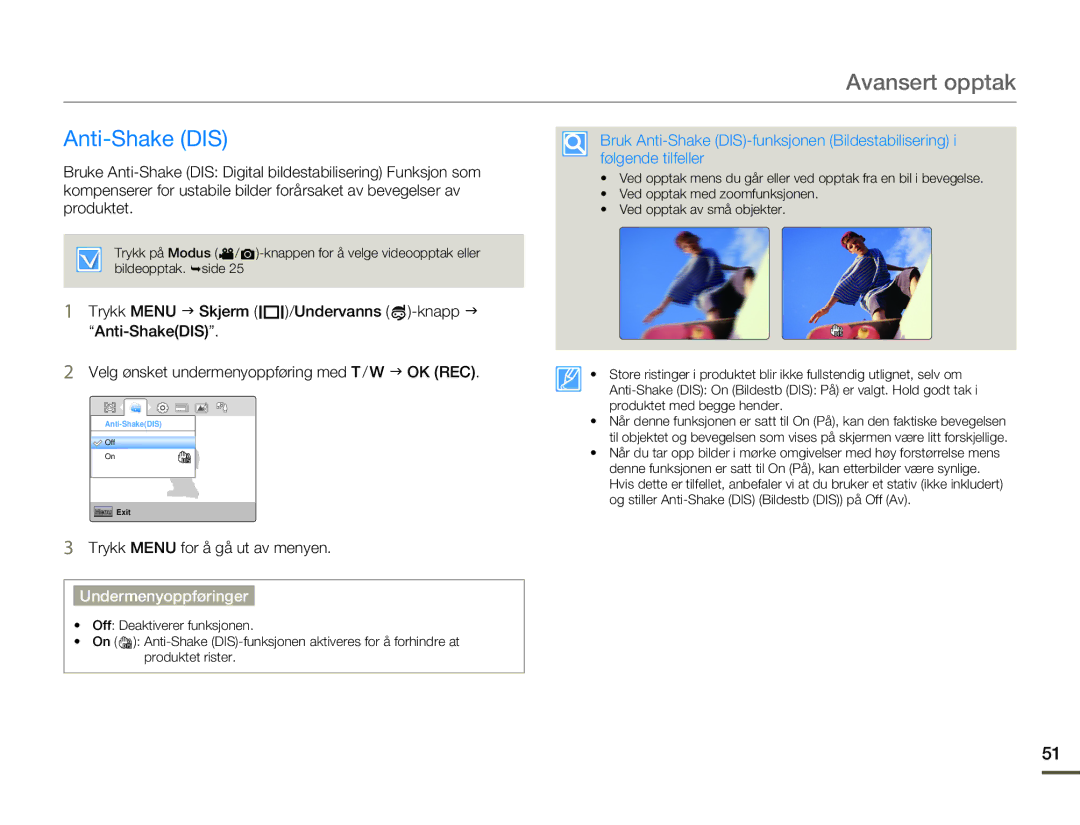 Samsung HMX-W200RP/EDC, HMX-W200TP/EDC manual Anti-Shake DIS 