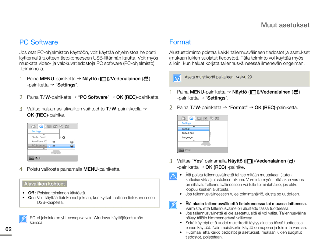 Samsung HMX-W200TP/EDC, HMX-W200RP/EDC manual PC Software, Format 