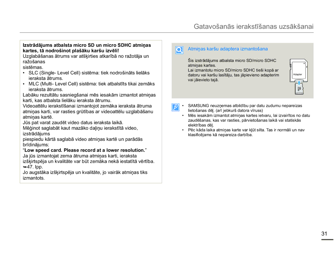 Samsung HMX-W200TP/EDC manual NDUWHVWƗQRGURãLQRWSODãƗNXNDUãXLYƝOL 