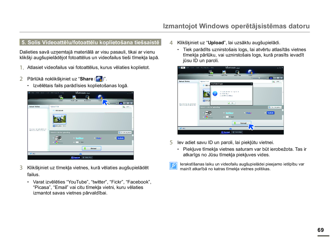 Samsung HMX-W200TP/EDC manual 3ƗUOǌNƗQRNOLNãƷLQLHWX³6KDUH ´, Idloxv, LpdqwrwVdydvYlhwqhvSɨuydogưedl 