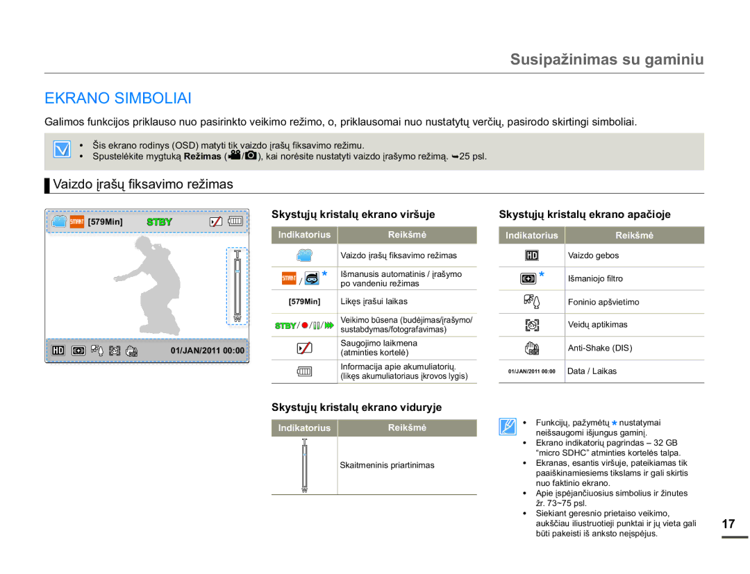 Samsung HMX-W200TP/EDC manual $126,0%2/,$, 9DLGRƳUDãǐILNVDYLPRUHåLPDV, 6N\VWǐMǐNULVWDOǐHNUDQRYLUãXMH 