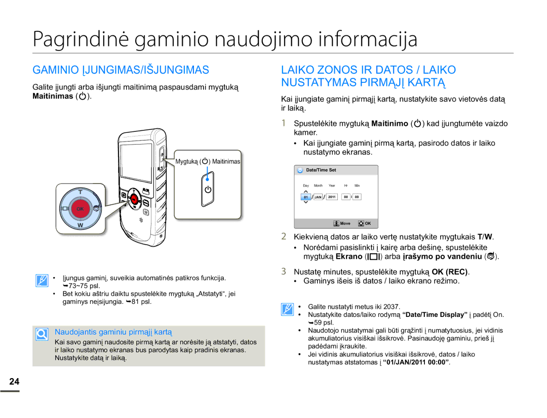 Samsung HMX-W200TP/EDC manual Pagrindinė gaminio naudojimo informacija, $0,1,2Ʋ-81*,0$6,â-81*,0$6, Qxvwdw\PrHnudqdv 