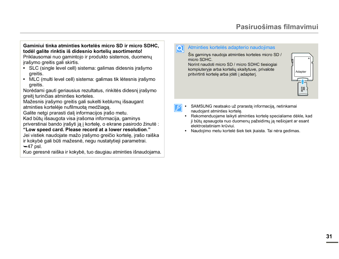 Samsung HMX-W200TP/EDC manual 3DVLUXRãLPDVILOPDYLPXL, $WPLQWLHVNRUWHOơVDGDSWHULRQDXGRMLPDV 