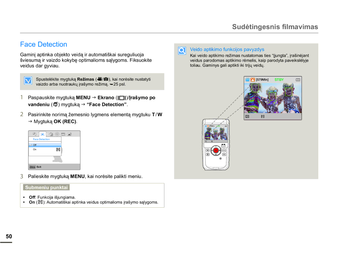 Samsung HMX-W200TP/EDC manual DfhHwhfwlrq, 3DOLHVNLWHP\JWXNąMENUNDLQRUơVLWHSDOLNWLPHQLX, 2IIXQNFLMDLãMXQJLDPD 