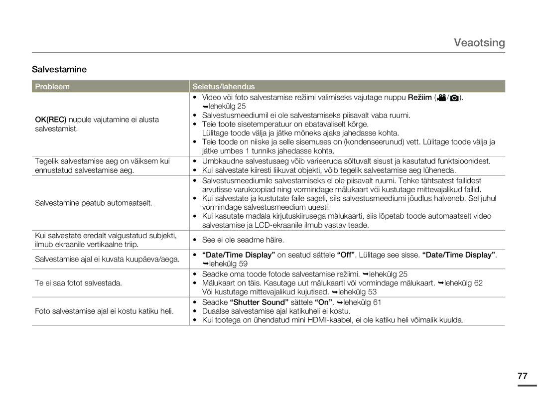 Samsung HMX-W200TP/EDC manual Jätke umbes 1 tunniks jahedasse kohta, Tegelik salvestamise aeg on väiksem kui 