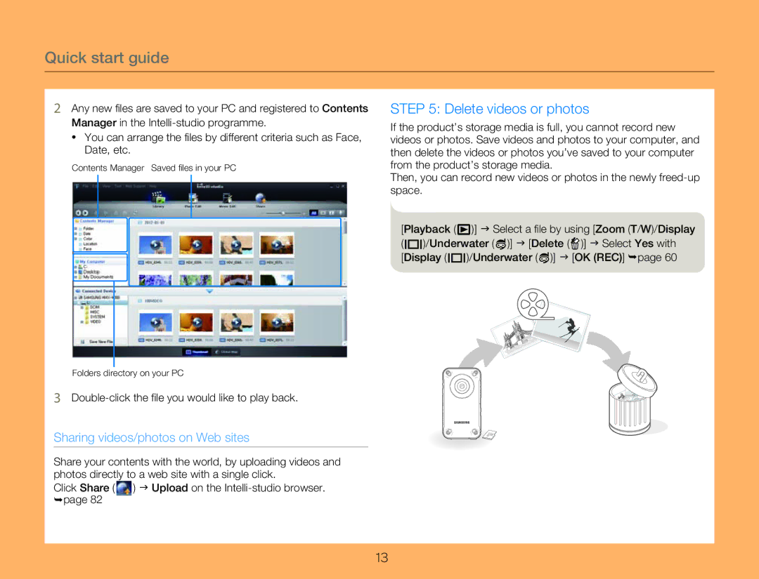 Samsung HMX-W300BP user manual Sharing videos/photos on Web sites, Double-click the file you would like to play back 