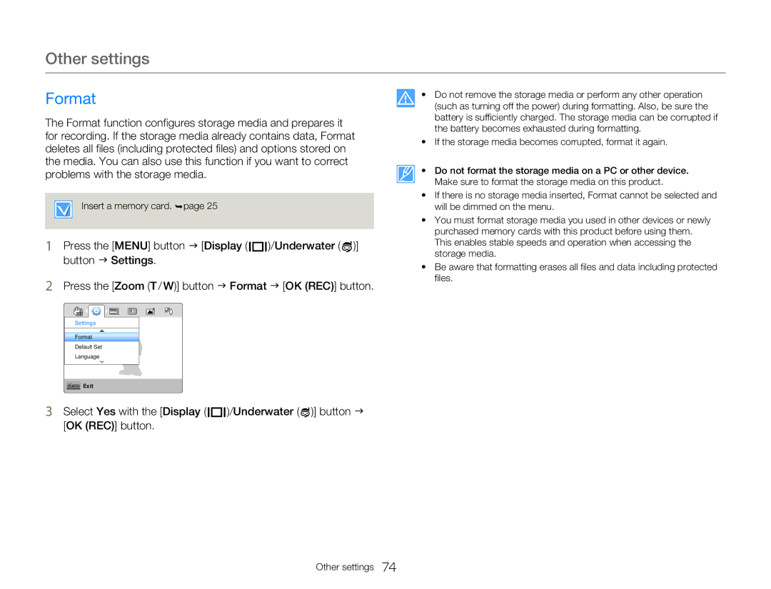 Samsung HMX-W300BP user manual Format 