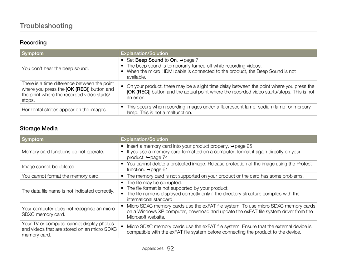 Samsung HMX-W300BP Set Beep Sound to On. ¬page, Where you press the OK REC button, Point where the recorded video starts 