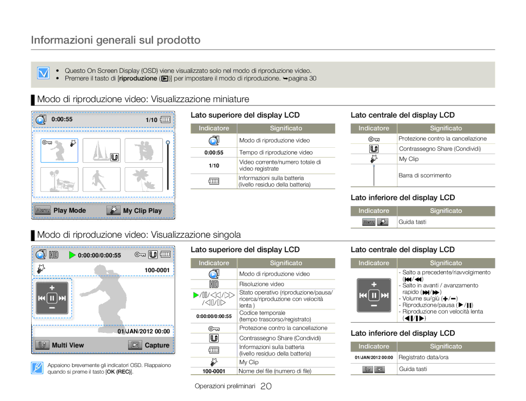 Samsung HMX-W300RP/EDC, HMX-W350BP/EDC, HMX-W300BP/EDC, HMX-W300YP/EDC Modo di riproduzione video Visualizzazione miniature 