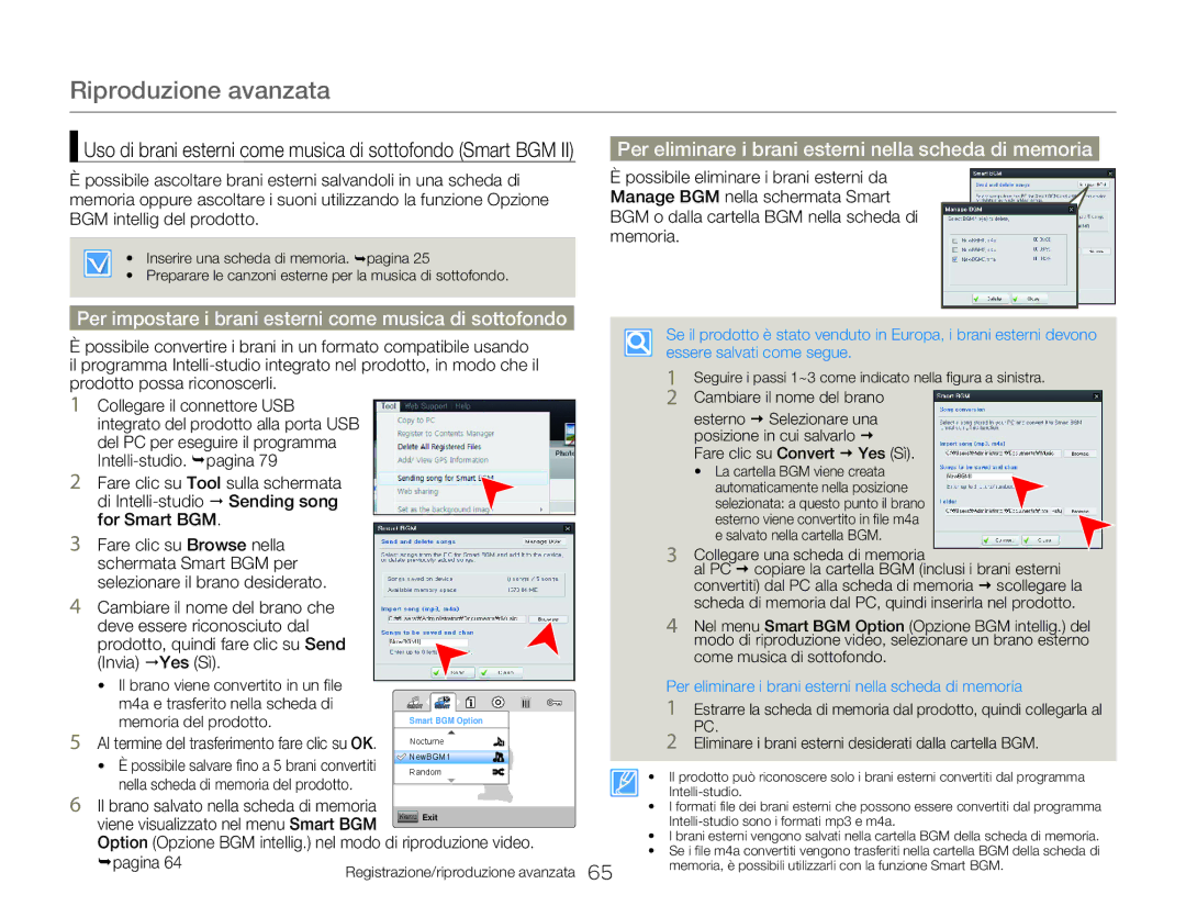 Samsung HMX-W350BP/EDC, HMX-W300RP/EDC Per impostare i brani esterni come musica di sottofondo, Cambiare il nome del brano 