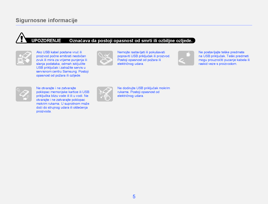 Samsung HMX-W300YP/EDC manual Sigurnosne informacije, Upozorenje 