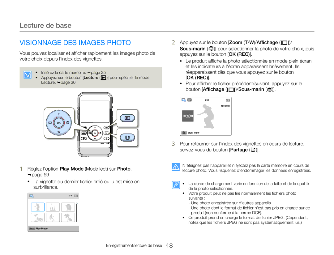 Samsung HMX-W300BP/EDC, HMX-W350RP/EDC, HMX-W300RP/EDC, HMX-W350BP/EDC, HMX-W350YP/EDC manual Visionnage DES Images Photo 