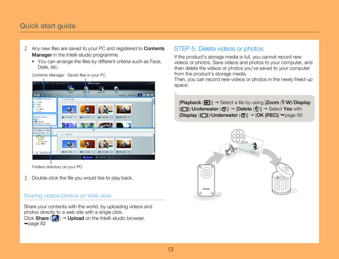 Samsung HMX-W300YP/EDC manual Sharing videos/photos on Web sites, Double-click the file you would like to play back 