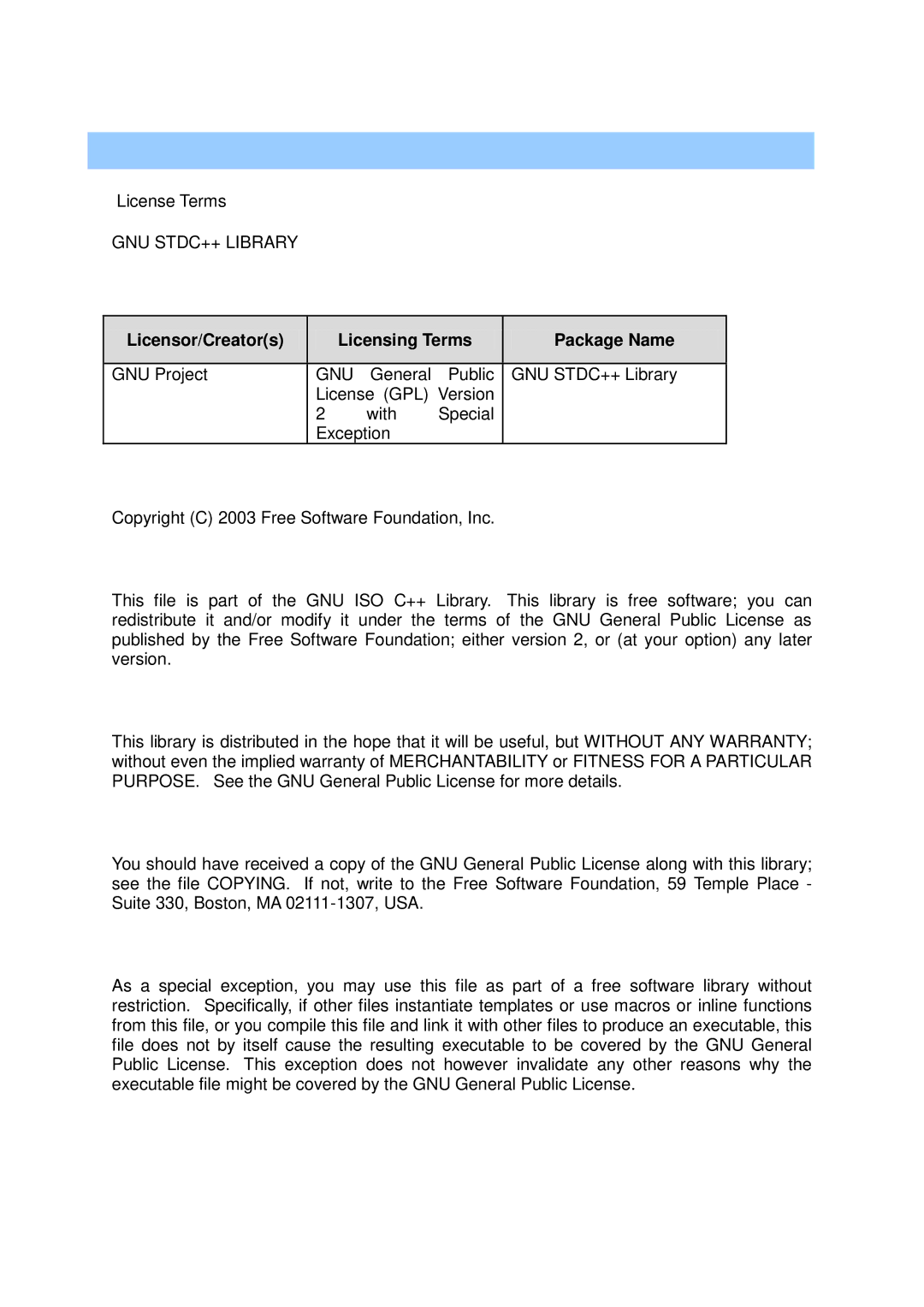 Samsung HMX-W350YP/EDC, HMX-W350RP/EDC, HMX-W300RP/EDC, HMX-W350BP/EDC, HMX-W300BP/EDC, HMX-W300YP/EDC manual GNU STDC++ Library 