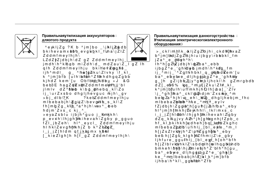 Samsung HMX-W350RP/XER, HMX-W350YP/XER, HMX-W300BP/XER manual Правильная утилизация аккумуляторов для этого продукта 