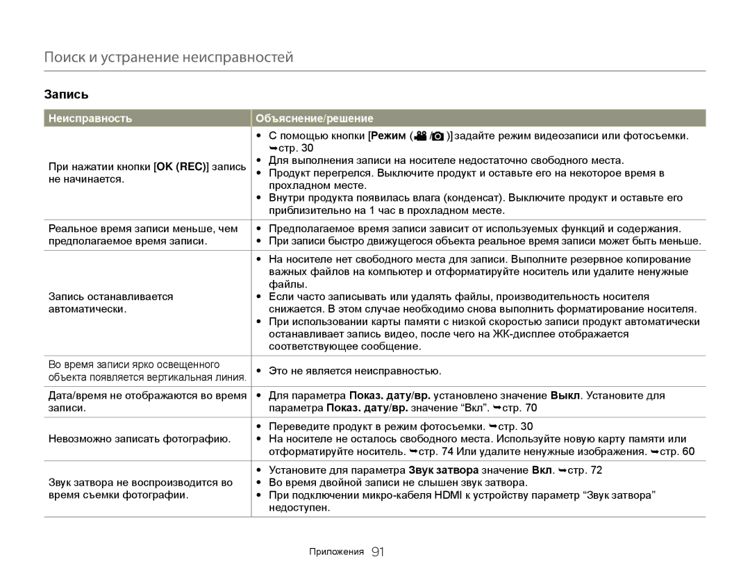 Samsung HMX-W350BP/XER, HMX-W350RP/XER, HMX-W350YP/XER, HMX-W300BP/XER, HMX-W300YP/XER Объекта появляется вертикальная линия 