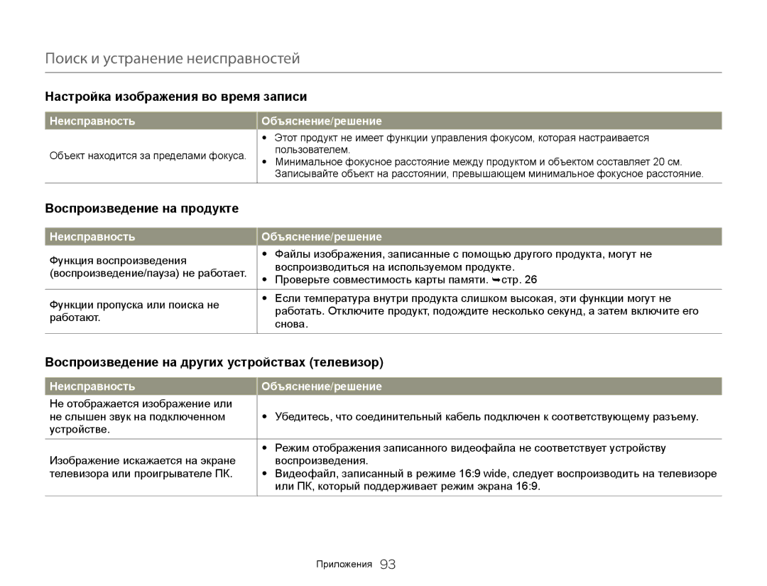 Samsung HMX-W350YP/XER, HMX-W350RP/XER, HMX-W300BP/XER Настройка изображения во время записи, Воспроизведение на продукте 