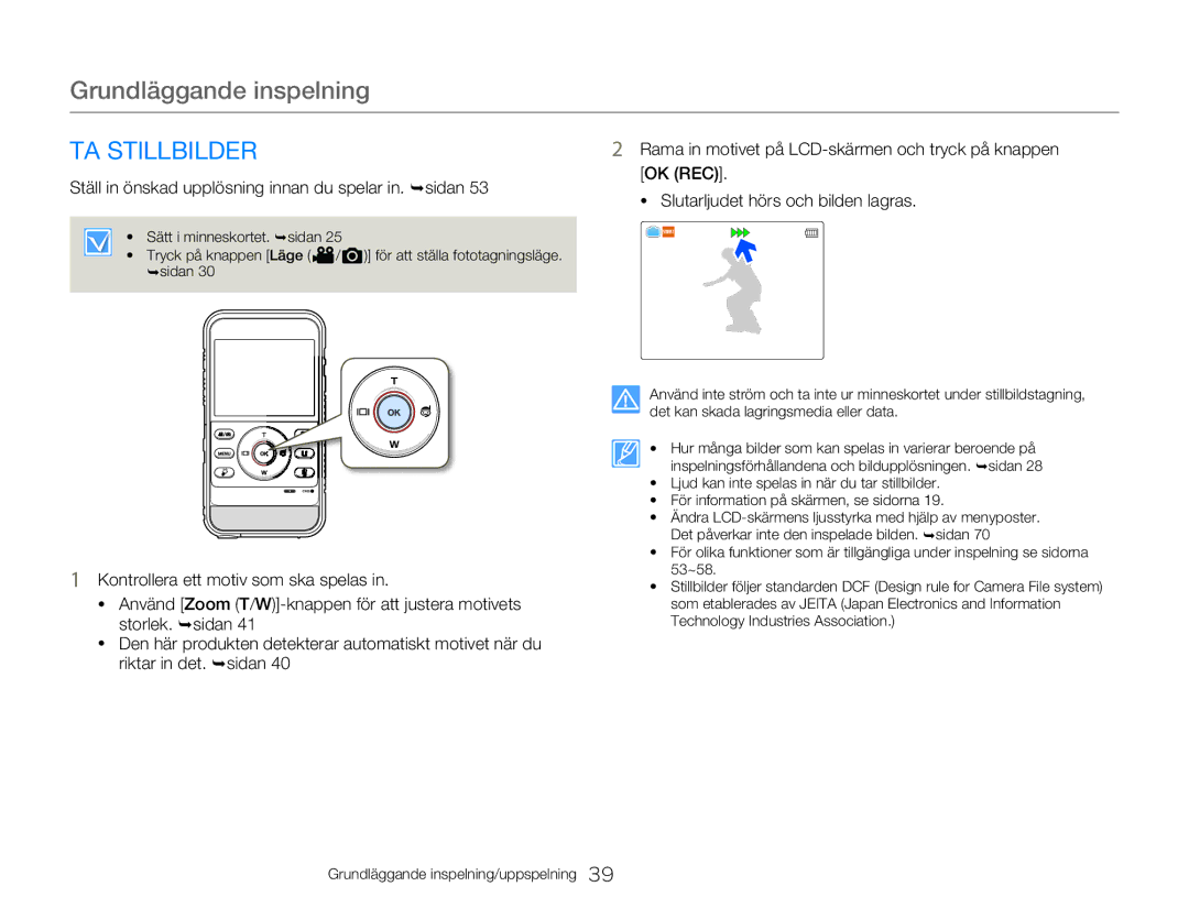 Samsung HMX-W300YP/EDC, HMX-W350YP/EDC manual TA Stillbilder, Kontrollera ett motiv som ska spelas, Storlek. ¬sidan 