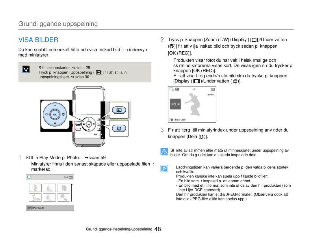 Samsung HMX-W350YP/EDC, HMX-W300YP/EDC manual Visa Bilder 