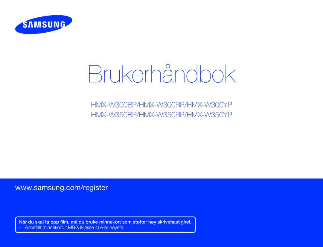 Samsung HMX-W300YP/EDC, HMX-W350YP/EDC manual Brukerhåndbok 