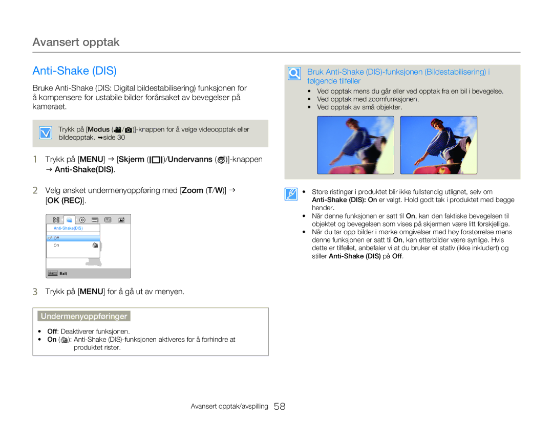 Samsung HMX-W350YP/EDC, HMX-W300YP/EDC manual Anti-Shake DIS 