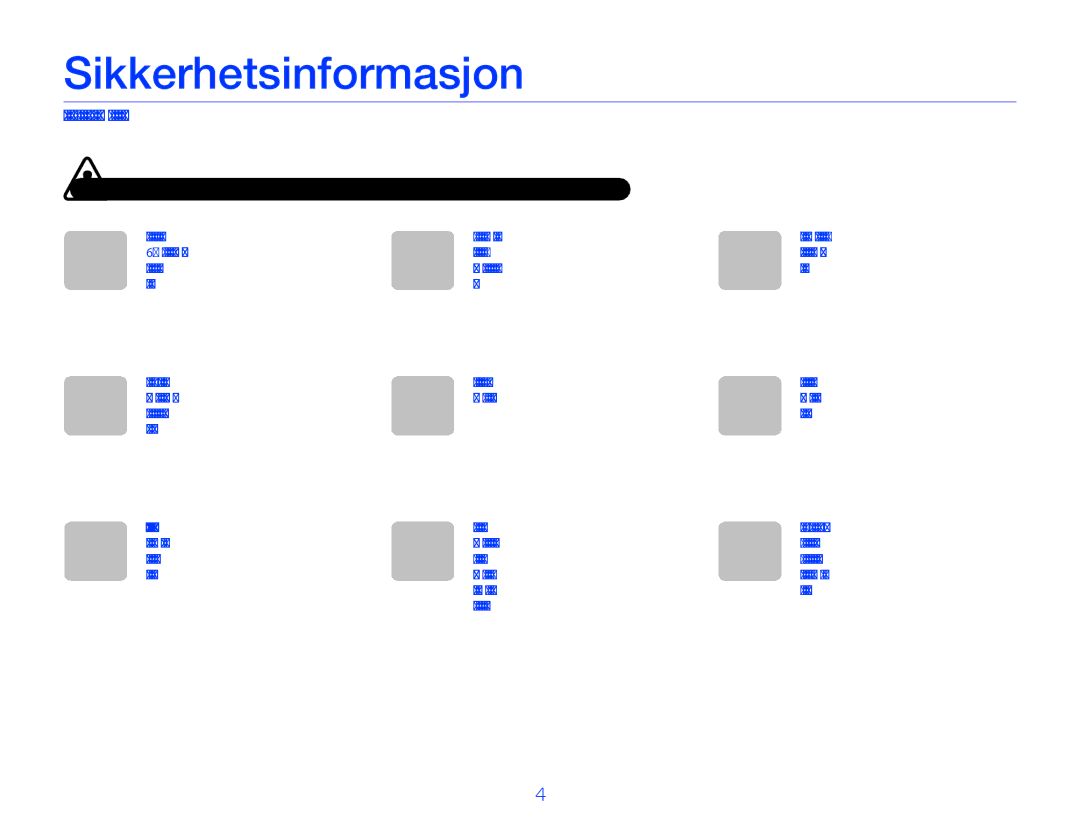 Samsung HMX-W350YP/EDC, HMX-W300YP/EDC manual Sikkerhetsinformasjon 