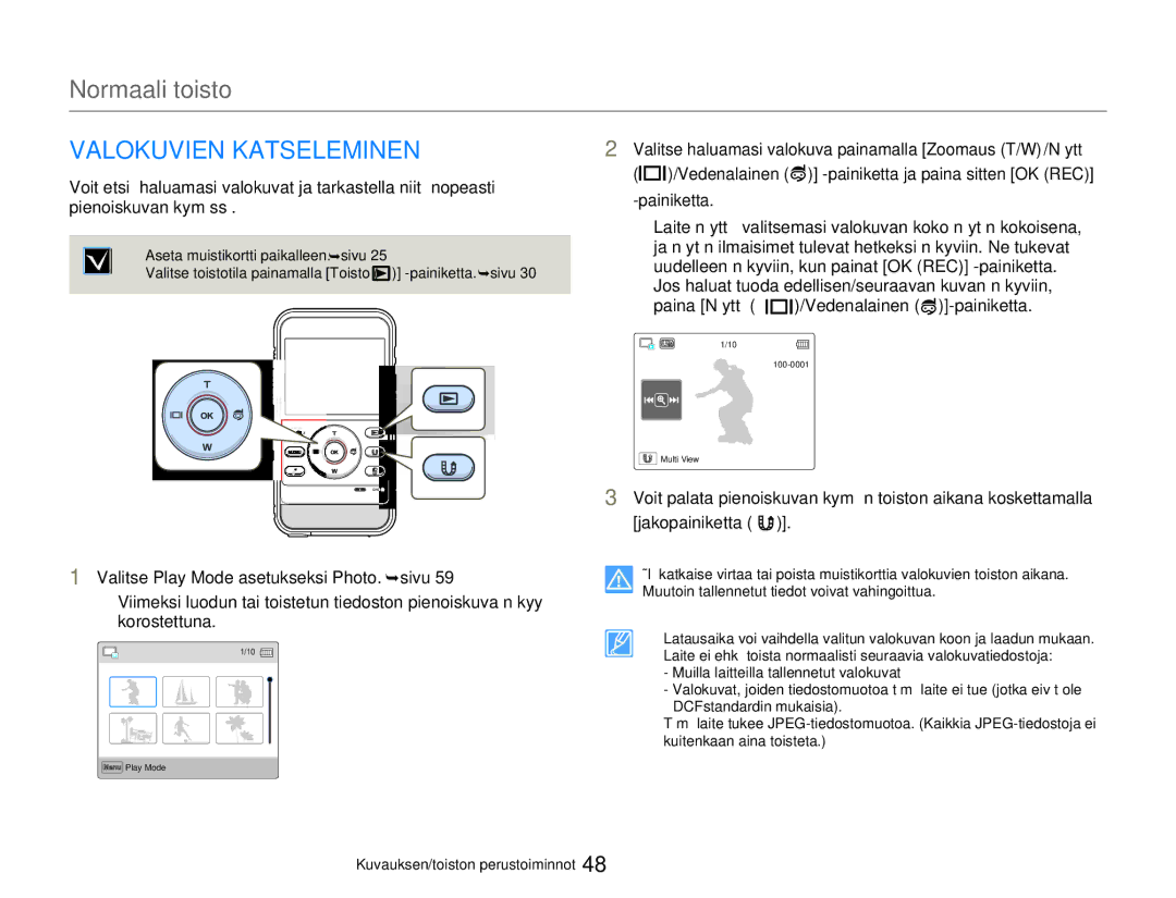 Samsung HMX-W350YP/EDC, HMX-W300YP/EDC manual Valokuvien Katseleminen 