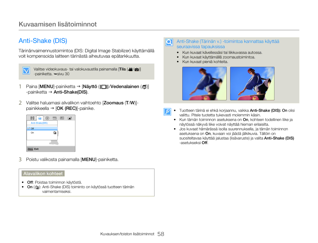 Samsung HMX-W350YP/EDC, HMX-W300YP/EDC manual Anti-Shake DIS 