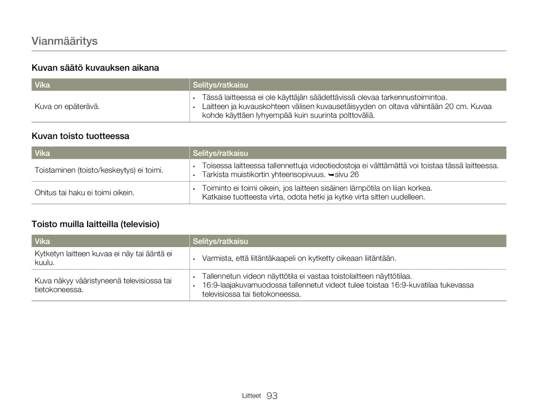 Samsung HMX-W300YP/EDC manual Kuvan säätö kuvauksen aikana, Kuvan toisto tuotteessa, Toisto muilla laitteilla televisio 