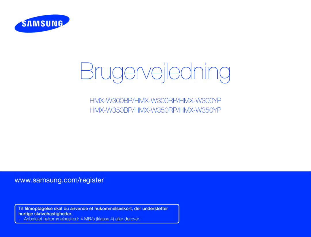 Samsung HMX-W300YP/EDC, HMX-W350YP/EDC manual Brugervejledning 