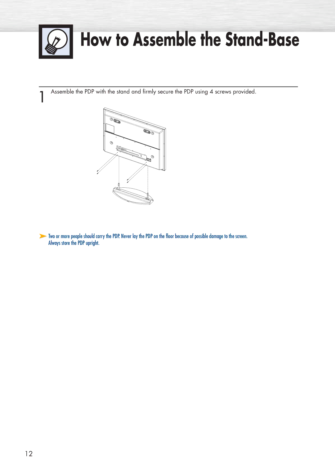 Samsung HP-P3761 manual How to Assemble the Stand-Base 