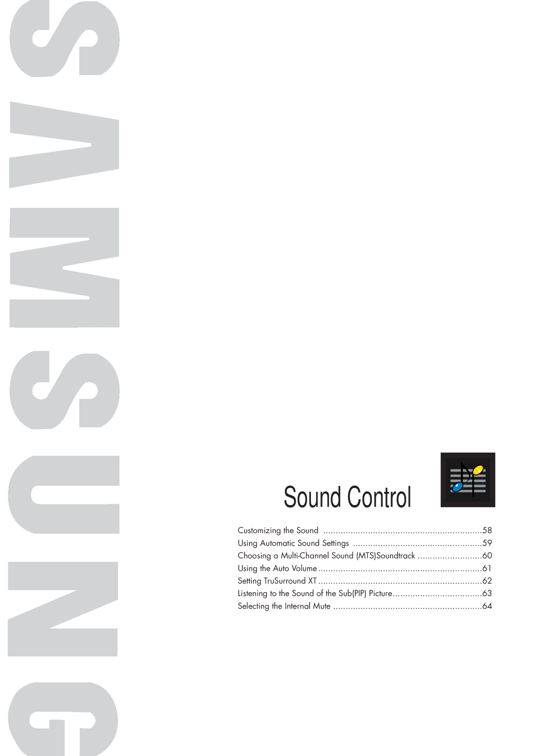 Samsung HP-P3761 manual Sound Control 