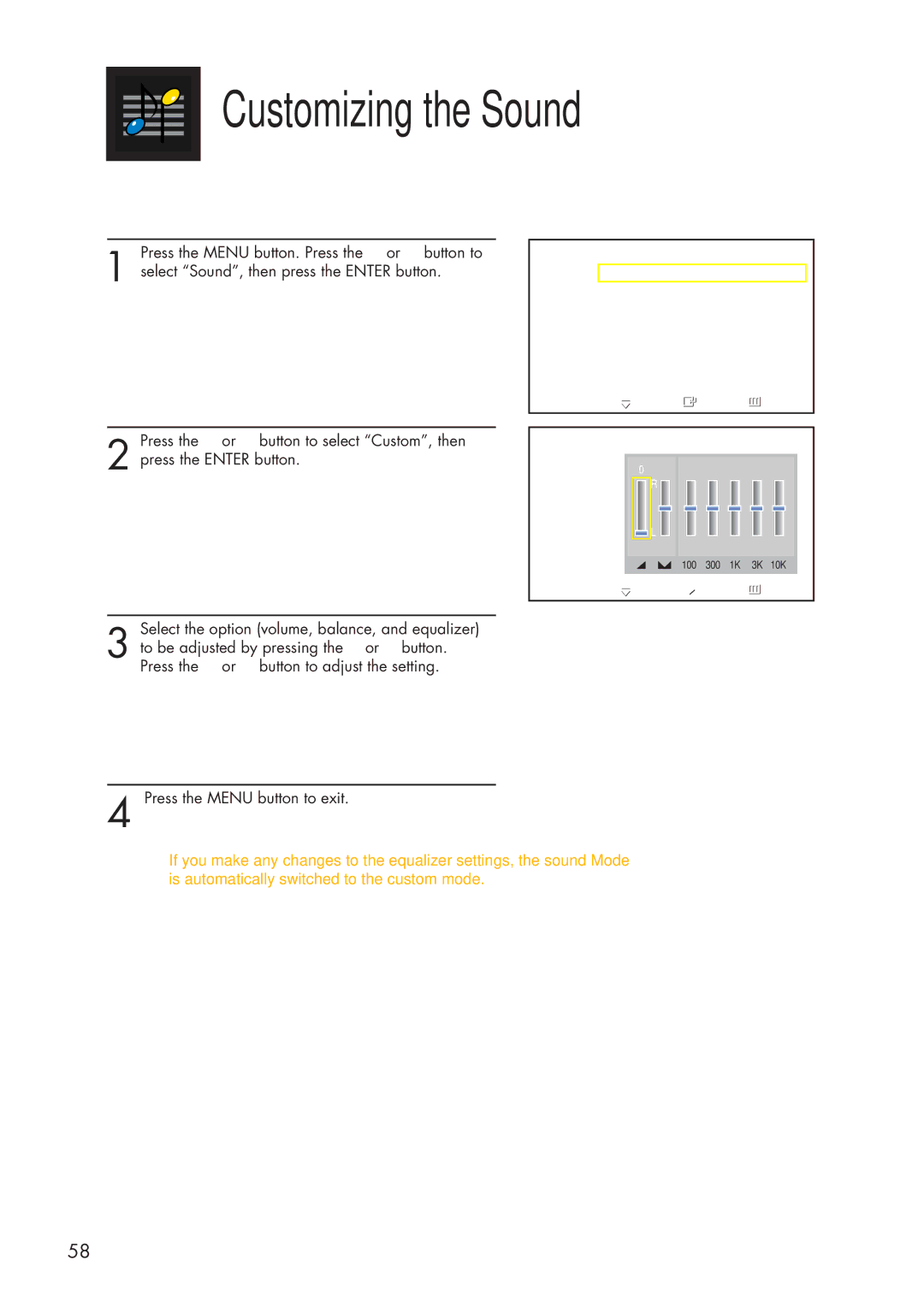 Samsung HP-P3761 manual Customizing the Sound 