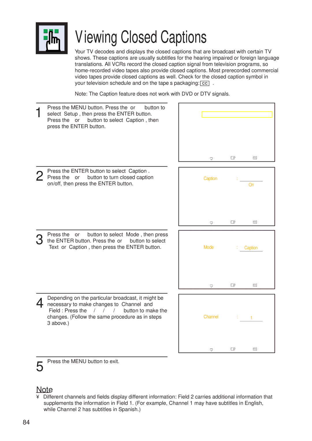 Samsung HP-P3761 manual Viewing Closed Captions 