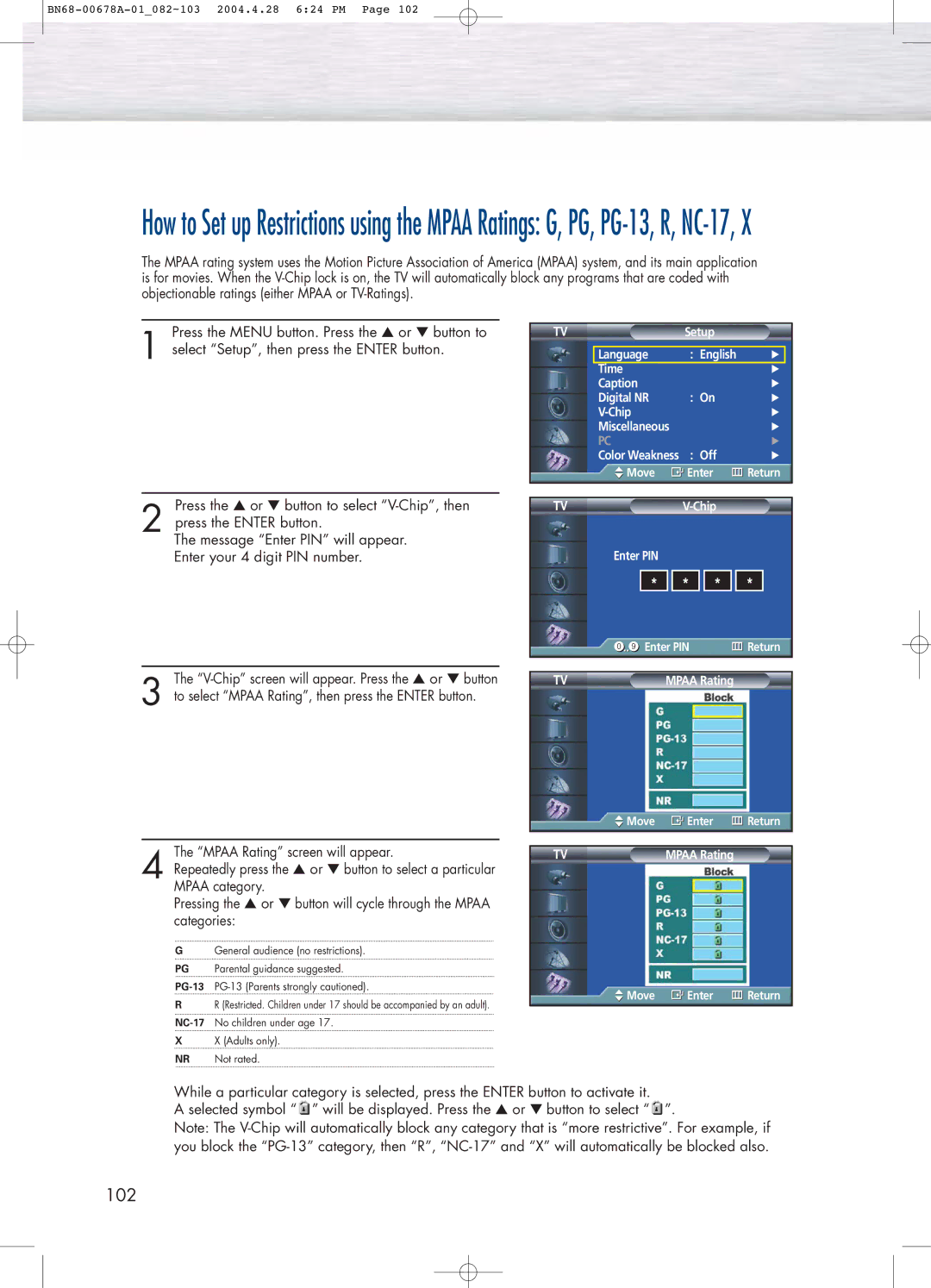 Samsung HP-P4261 manual 102 