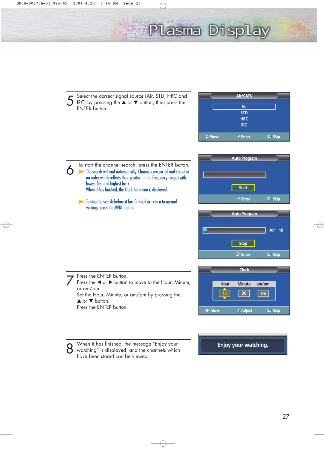 Samsung HP-P4261 manual Enjoy your watching 