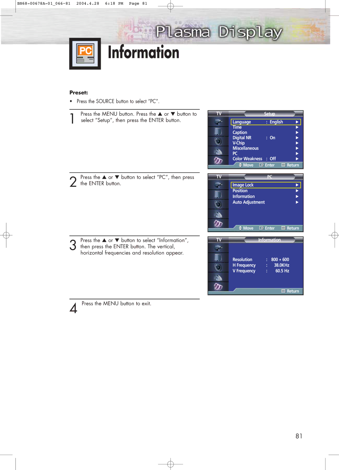 Samsung HP-P4261 manual Information 