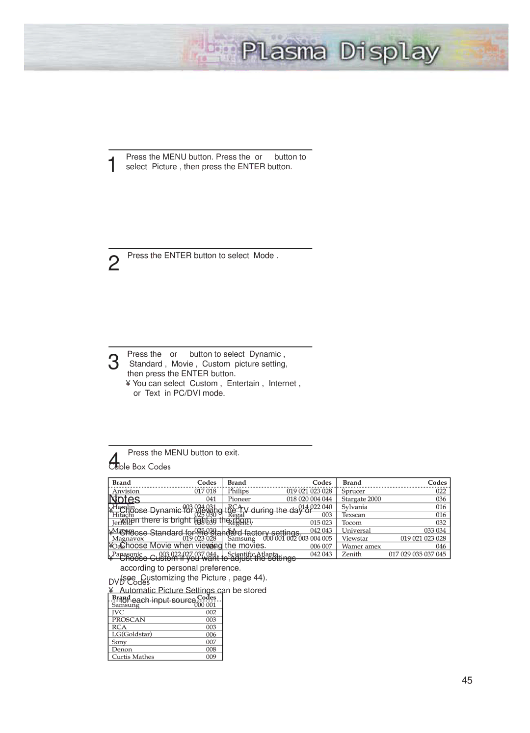 Samsung HP-P4271 manual Using Automatic Picture Settings 